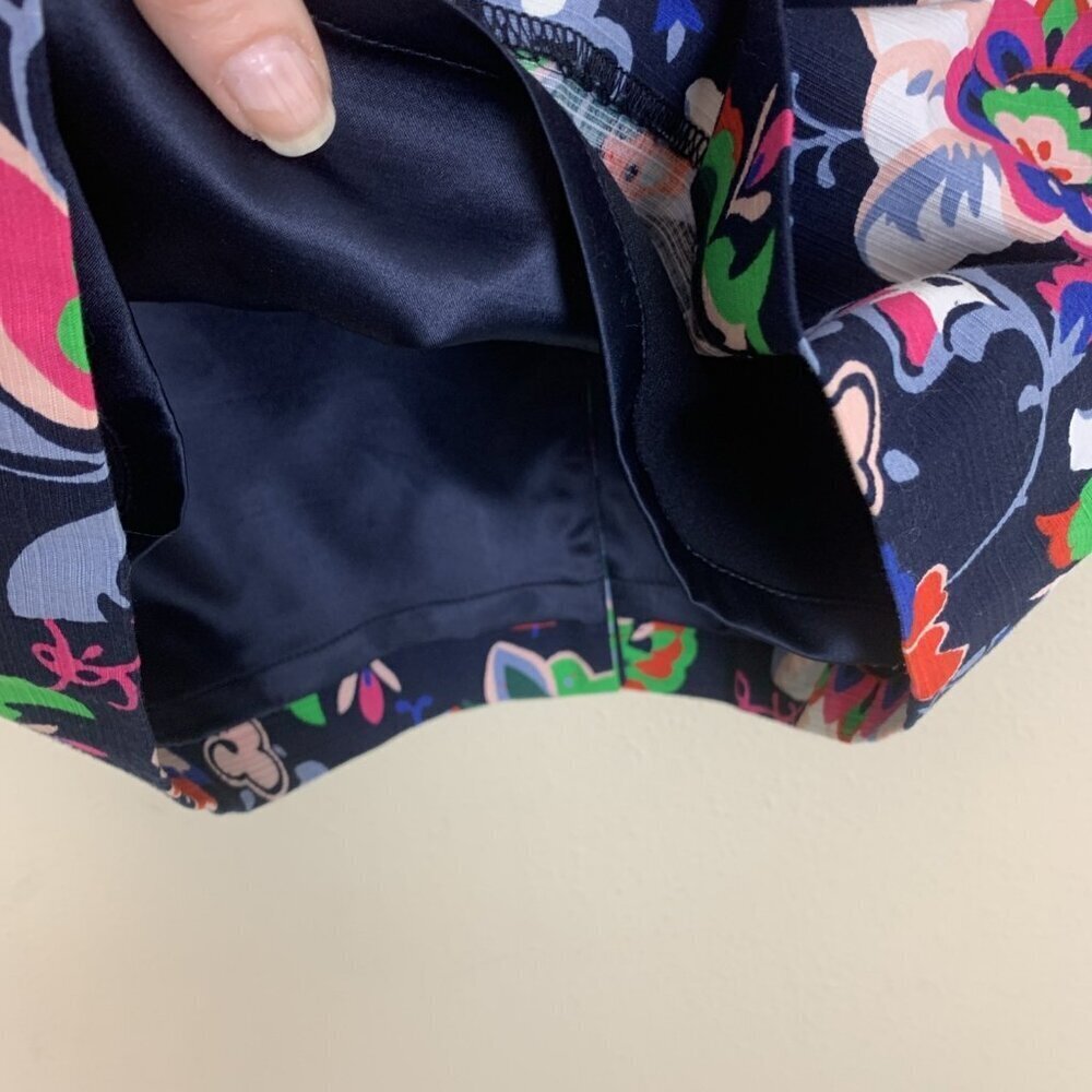 Boden Womens 4L Skirt Floral Cotton Pencil Lined NWOT Office Navy Colorful Midi - Picture 6 of 16